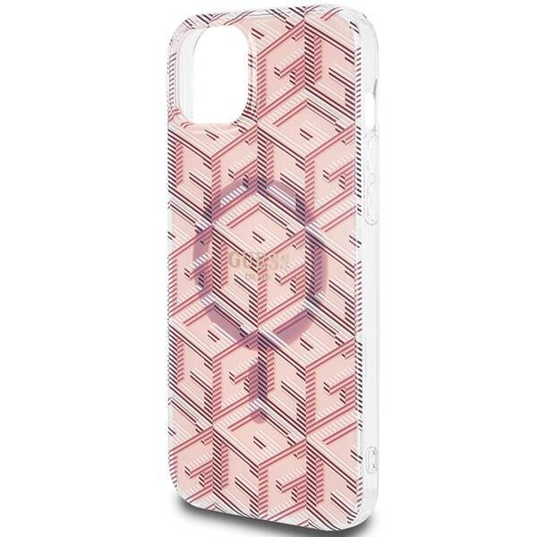 Oryginalne Etui GUESS Hardcase GUHMP15MHGCUSTGP do iPhone 15 Plus (Kompatybilny z Magsafe / IML GCUBE / różowy)