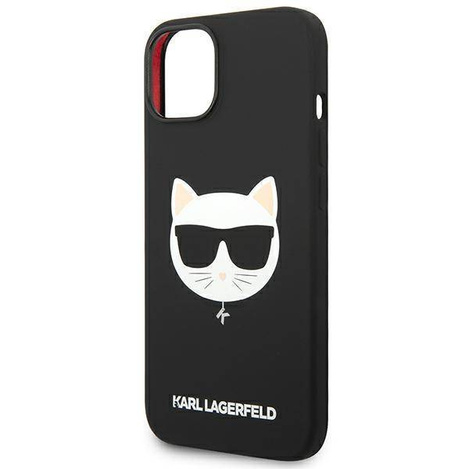 Original Case IPHONE 14 PLUS Karl Lagerfeld Hardcase Silicone Choupette Head Magsafe black