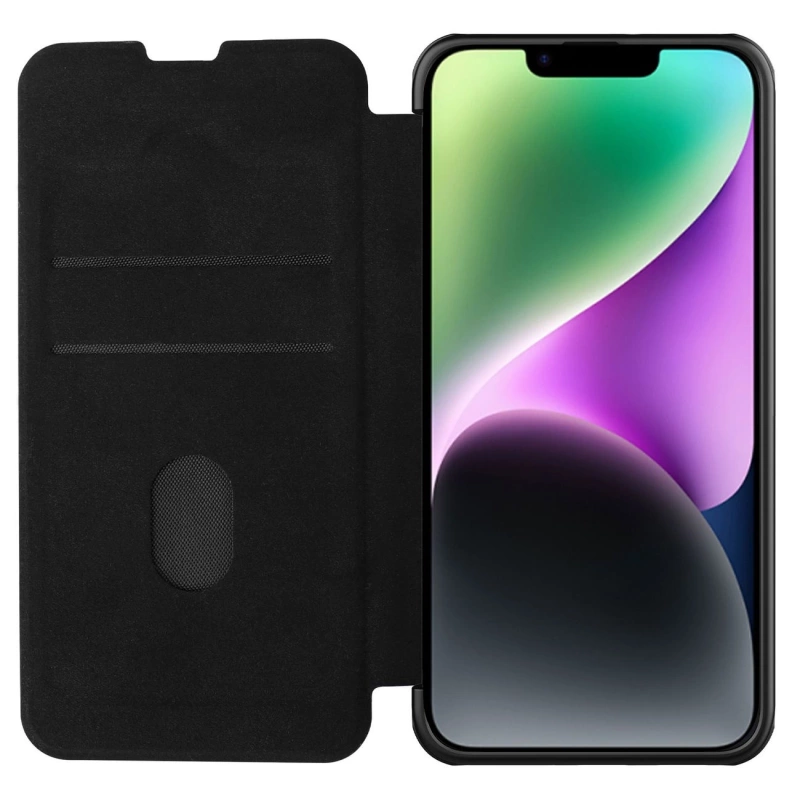 Nillkin Qin Leder Pro Hülle iPhone 14 Plus Kamerahülle Holsterhülle Klapphülle Schwarz