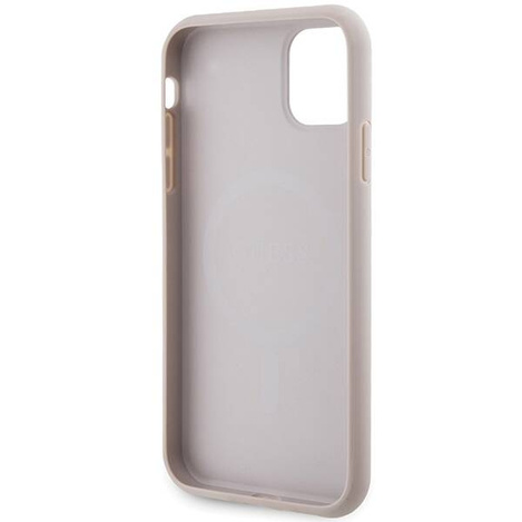 Oryginalne Etui GUESS Hardcase GUHMN61G4GFRP do iPhone 11 (Kompatybilny z Magsafe / 4G Ring classic logo / różowy)
