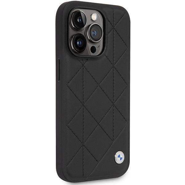 Oryginalne Etui IPHONE 14 PRO BMW Leather Quilted (BMHCP14L22RQDK) czarne