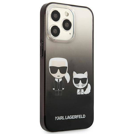 Karl Lagerfeld KLHCP13LTGKCK iPhone 13 Pro / 13 6,1&quot; Hardcase schwarz / schwarz Gradient Ikonik Karl &amp; Choupette