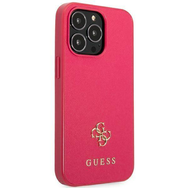 Original Handyhülle IPHONE 13 PRO Guess Hardcase Saffiano 4G Small Metal Logo (GUHCP13LPS4MF) rosa