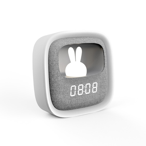 Budzik z nocnym króliczkiem LED PURE FNL-06 AURORA biały kwadratowy Forever Light
