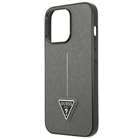 Original Case IPHONE 13 PRO Guess Hardcase Saffianotriangle Logo (GUHCP13LPSATLG) silver