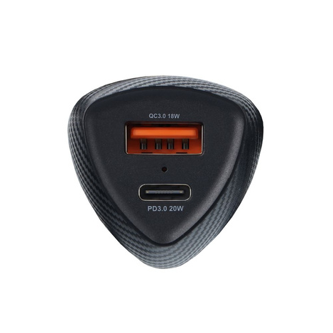 FORCELL CARBON ładowarka samochodowa Typ C 3.0 PD20W + USB QC3.0 18W 5A CC50-1A1C czarna (Total 38W)
