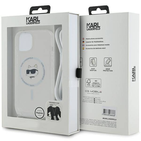 Karl Lagerfeld KLHMP13MHCCHNT iPhone 13 / 14 / 15 6.1" hardcase transparent IML Choupette Head & Cord Magsafe