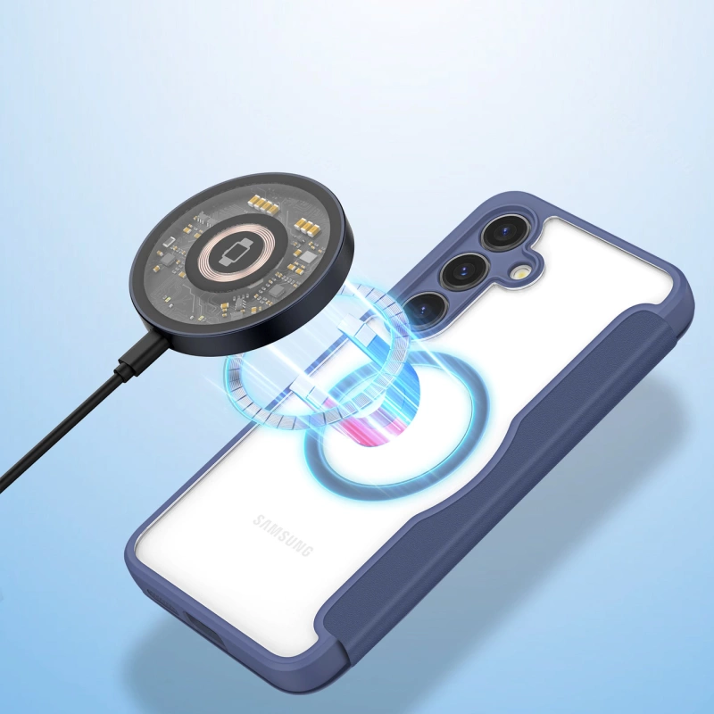 Dux Ducis Skin X Pro Hülle für Samsung S24+ mit Magnetring und Klappe – Blau