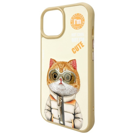 Nimmy etui iPhone 15 6.1" khaki           Cool&Cute 2.0 Cat