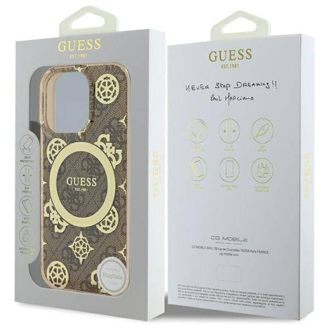 Original Case IPHONE 16 PRO MAX Guess Hardcase IML Peony On 4G Background MagSafe (GUHMP16XH4PYEEW) brown