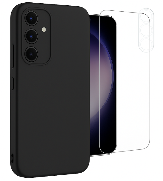 Etui do Samsung S24+ (Plus) czarne + Szkło na ekran + Szkło na aparat	