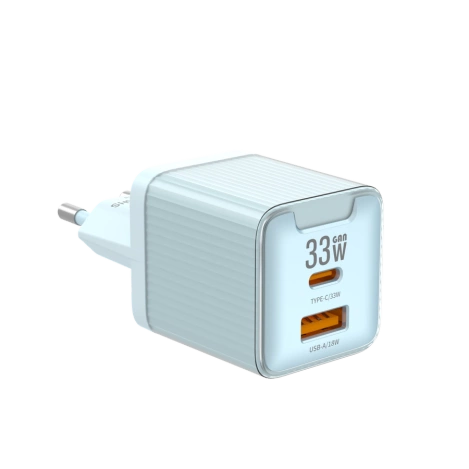 JELLICO ładowarka sieciowa EU55 GaN PD 33W 1xUSB-C + 1xUSB QC3.0 Niebieski