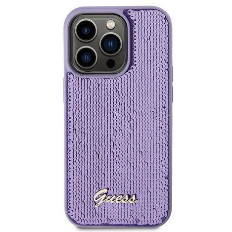 Guess Sequin Script Metal case for iPhone 15 Pro - purple