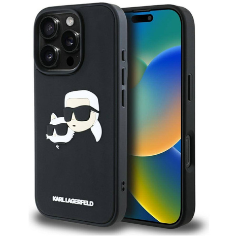 Schutzhülle IPHONE 16 PRO MAX Karl Lagerfeld HC 3D Rubber Double Heads schwarz