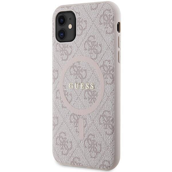 Oryginalne Etui GUESS Hardcase GUHMN61G4GFRP do iPhone 11 (Kompatybilny z Magsafe / 4G Ring classic logo / różowy)