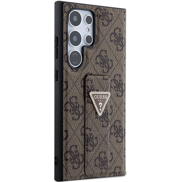 Guess GUHCS24LPGS4TDW S24 Ultra S928 braun/braun Hardcase Grip Stand 4G Triangle Strass