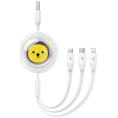 BASEUS zwijany kabel USB do Micro/Lightning/Typ C 3w1 Leo 3.5A 1.1m biały CB000063