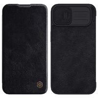 Nillkin Qin Leder Pro Hülle iPhone 14 Plus Kamera Cover Holster Cover Flip Case Schwarz
