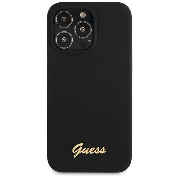 Guess GUHCP13XLSLMGBK iPhone 13 Pro Max 6,7" schwarz/schwarzes Hardcase Silikon Script Gold Logo