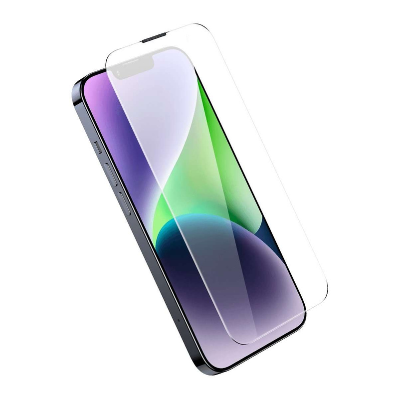 Baseus Vollbild-Hartglas für iPhone 14 Plus / 13 Pro Max mit Lautsprecherabdeckung 0,4 mm + Montageset