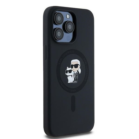 Oryginalne Etui KARL LAGERFELD hardcase Silicone Karl & Choupette Ring MagSafe KLHMP15XSCMKCRHK do Iphone 15 Pro Max czarny