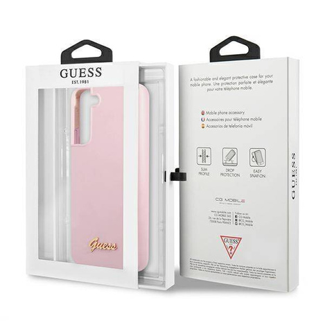 Guess GUHCS22MLSLMGLA S22 + S906 lavendel / lavendel Hardcase Silikon-Schriftzug Metall-Logo