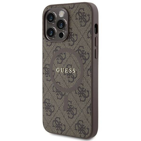 Oryginalne Etui GUESS Hardcase GUHMP15LG4GFRW do iPhone 15 Pro (Kompatybilny z Magsafe / 4G Ring classic logo / brązowy)