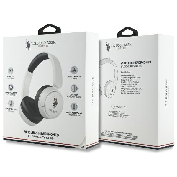 US Polo słuchawki nauszne Bluetooth       USHPV6PUNH biały/white DH Color Logo