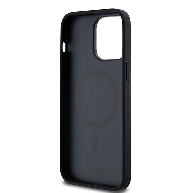 DKNY DKHMP13LPSHRPSK iPhone 13 Pro / 13 6.1" czarny/black hardcase Leather Pattern Metal Logo MagSafe
