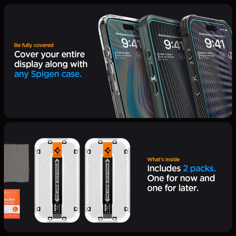 SPIGEN GLAS.TR EZ FIT IPHONE 15 PRO CLEAR 2-PACK