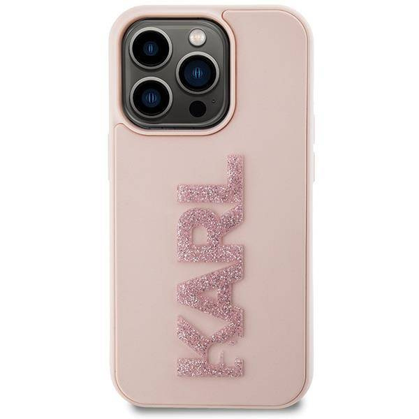 Etui Karl Lagerfeld 3D Rubber Glitter Logo na iPhone 15 Pro Max - różowe