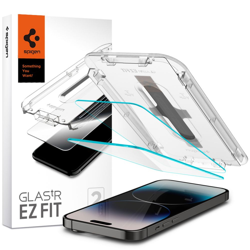 GEHÄRTETES GLAS Spigen GLAS.TR „EZ FIT“ 2ER-PACK IPHONE 14 PRO MAX KLAR
