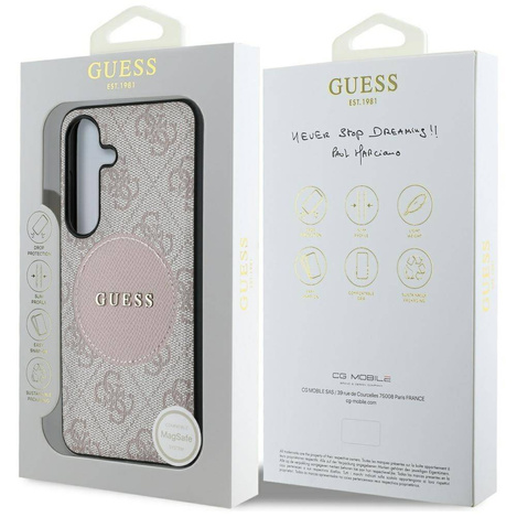 Etui Guess 4G Round Patch Classic Logo MagSafe do Samsung Galaxy S25 Plus różowy