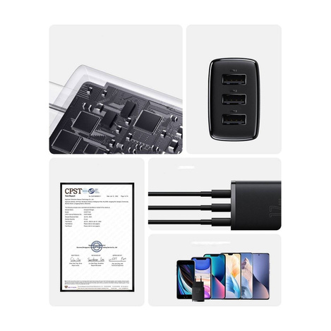 Baseus Compact Ladegerät 3x USB 17W schwarz (CCXJ020101)