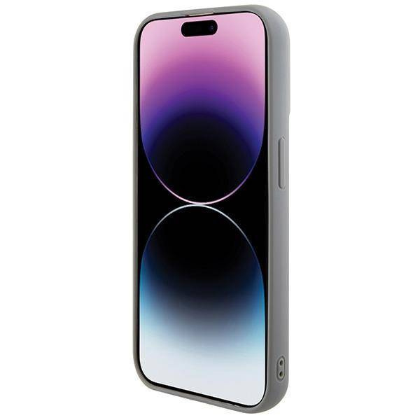Guess Pailletten-Schriftzug-Metallgehäuse für iPhone 15 Pro – Silber