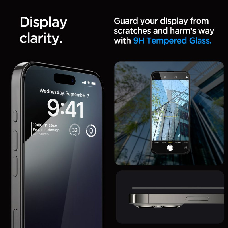 TEMPERED GLASS Spigen GLAS.TR &quot;EZ FIT&quot; FC 2-PACK IPHONE 15 PRO BLACK