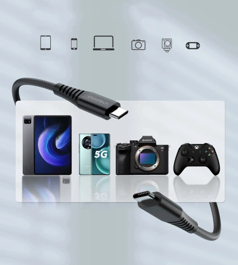 Choetech XCC-1051 magnetisches USB-C / USB-C PD 3.1-Kabel 240 W 1,8 m – schwarz