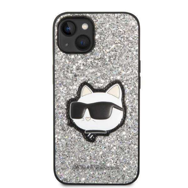 Karl Lagerfeld NFT Glitter Choupette Patch - Etui iPhone 14 (srebrny)