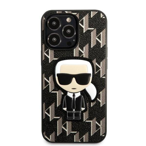 Original Handyhülle IPHONE 13 PRO Karl Lagerfeld Hardcase Monogram Ikonik Patch schwarz