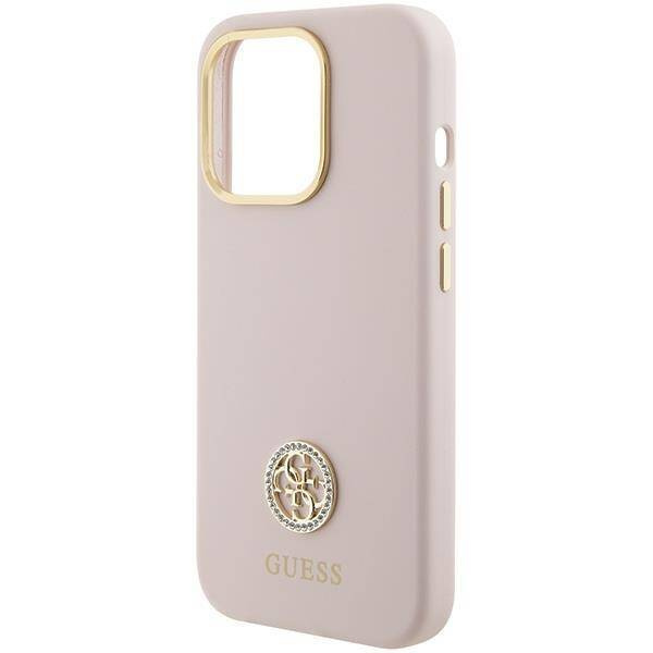 Guess nakładka do iPhone 15 Pro 6,1&quot; GUHCP15LM4DGPP różowa HC SILICONE LOGO STRASS 4G
