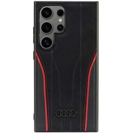 Audi Genuine Leather MagSafe S24 Ultra S928 czarno-czerwony/black-red hardcase AU-TPUPCS24U-R8/D3-RD
