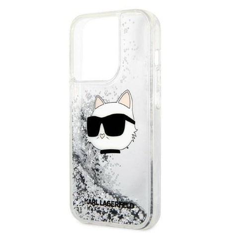 Karl Lagerfeld Liquid Glitter NFT Choupette Head - Etui iPhone 14 Pro Max (srebrny)