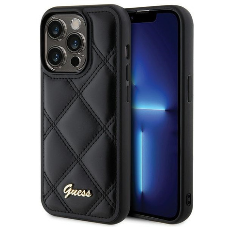 Guess nakładka do iPhone 15 Pro Max 6,7" GUHCP15XPSQSQSK czarna HC PU Quilted Metal Logo