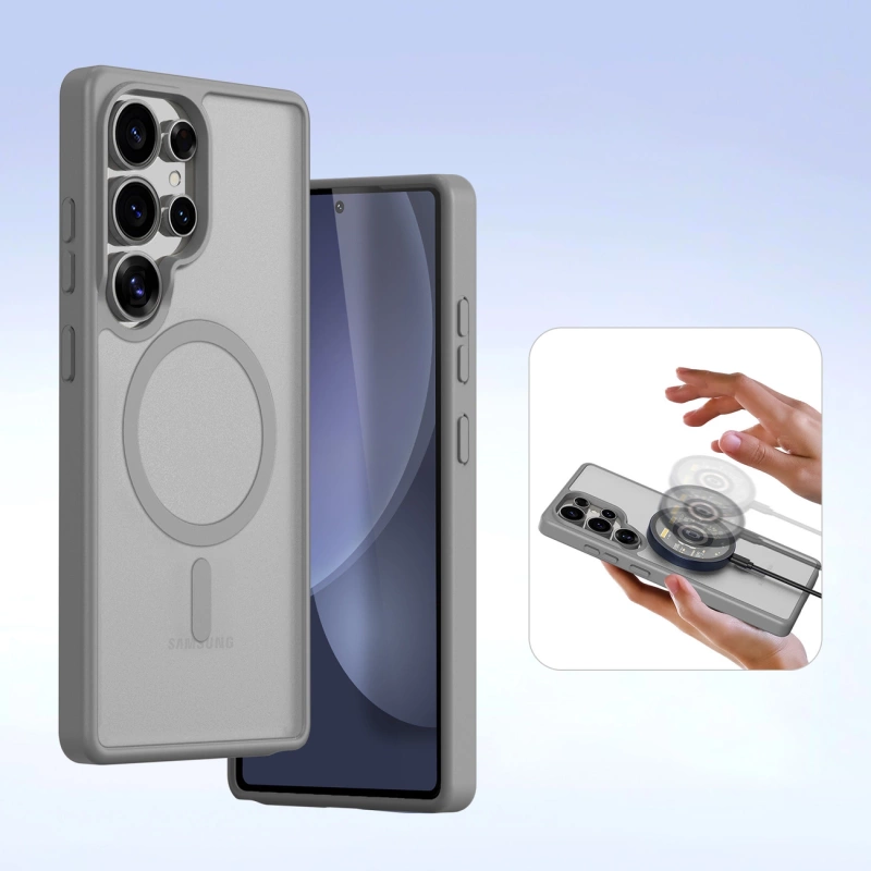 Dux Ducis Lawa Lederhülle für Samsung Galaxy S25 Ultra mit abnehmbarer magnetischer Brieftasche – Grau