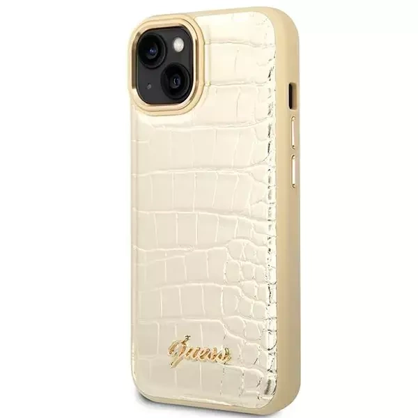 Oryginalne Etui IPHONE 14 PLUS Guess Croco Collection złote