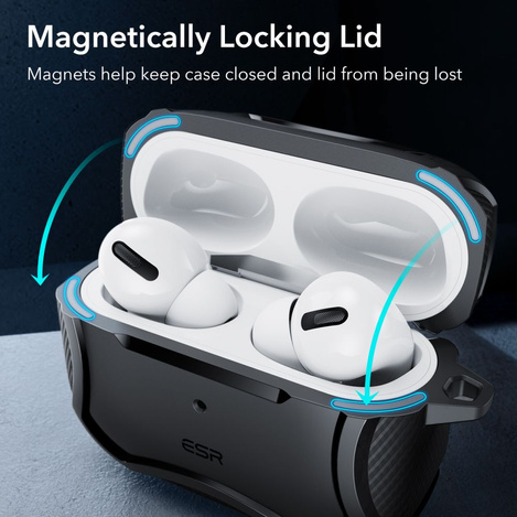 Schutzhülle APPLE AIRPODS PRO ESR Cyber Armor Halolock MagSafe schwarz