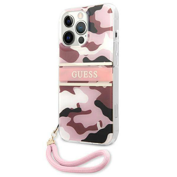 Guess nakładka do iPhone 13 Pro Max 6,7" GUHCP13XKCABPI różowy hard case Camo Strap Collection