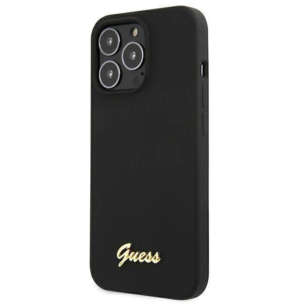 Guess GUHMP13XLSLMGBK iPhone 13 Pro Max 6.7 &quot;black / black hardcase Silicone Script Gold Logo