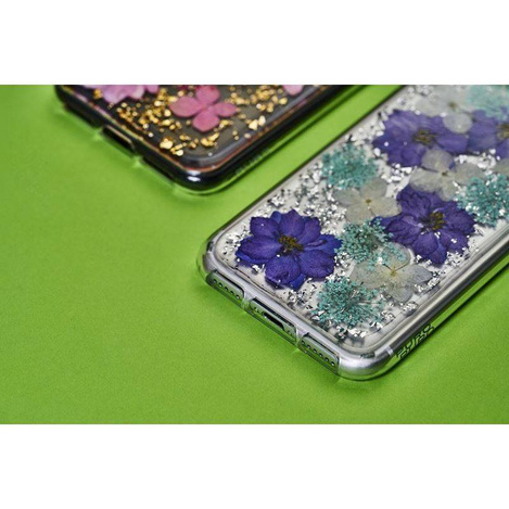 PURO Glam Hippie Chic Cover - Etui iPhone XR (prawdziwe płatki kwiatów zielone)