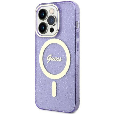Guess GUHMP14LHCMCGU iPhone 14 Pro 6.1" lila/lila Hardcase Glitter Gold MagSafe